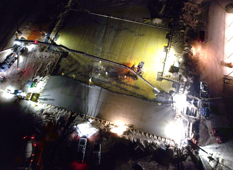 Night construction work at the fab